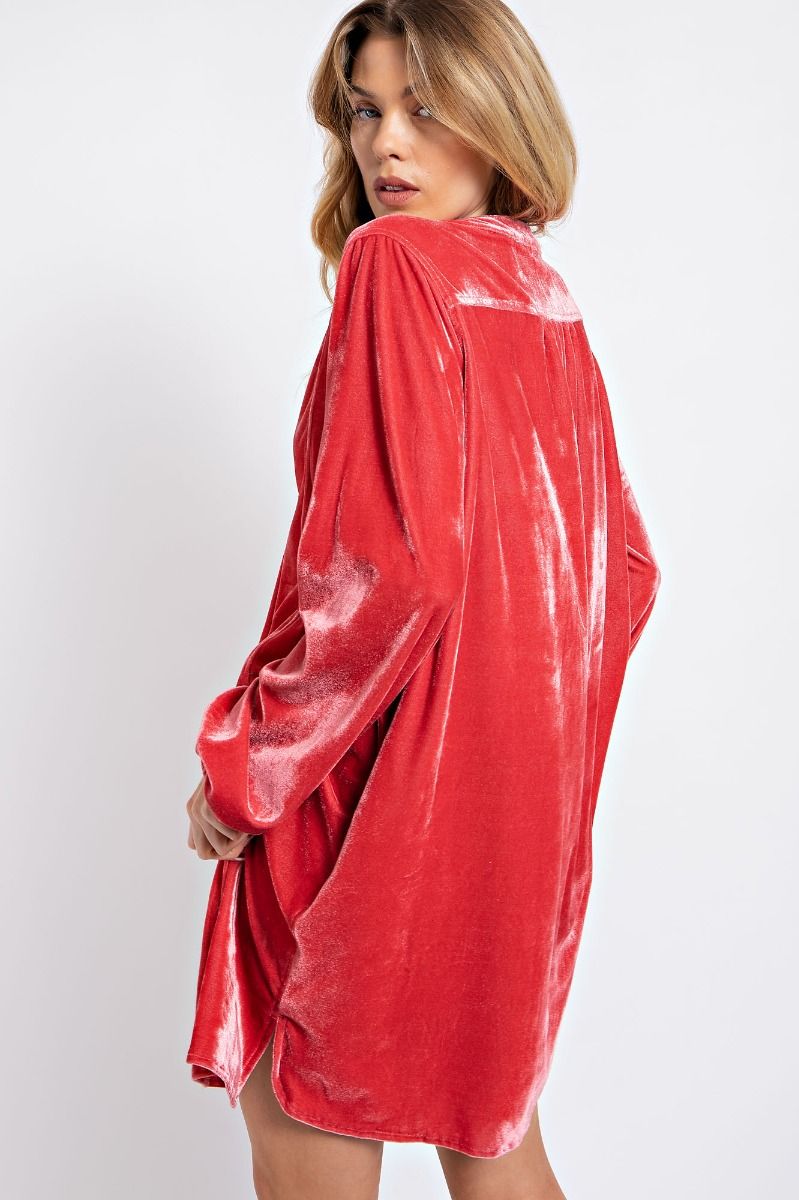 Loose fit soft velvet tunic dress with pockets  Ivy and Pearl Boutique