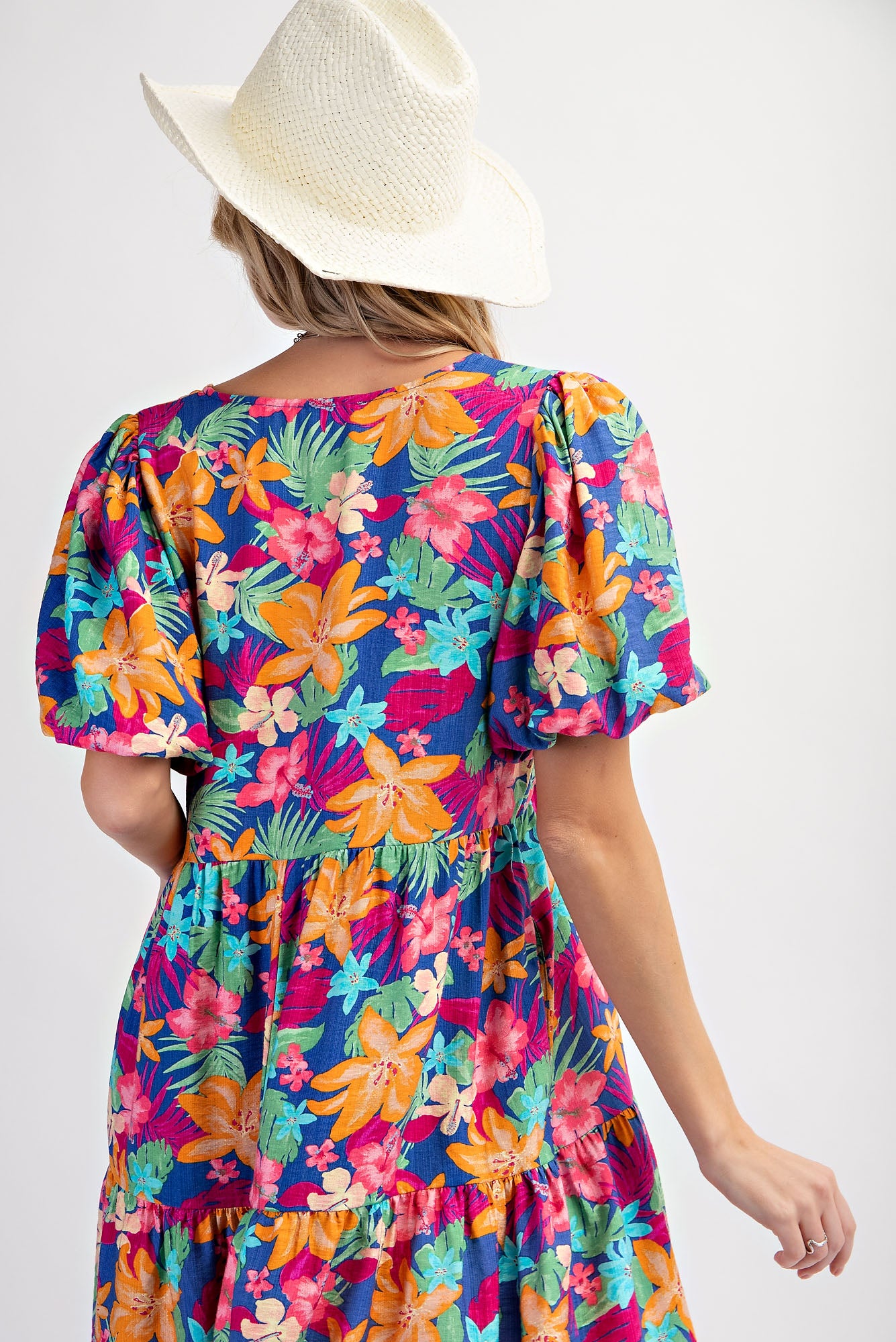 Floral printed peach blossom dress