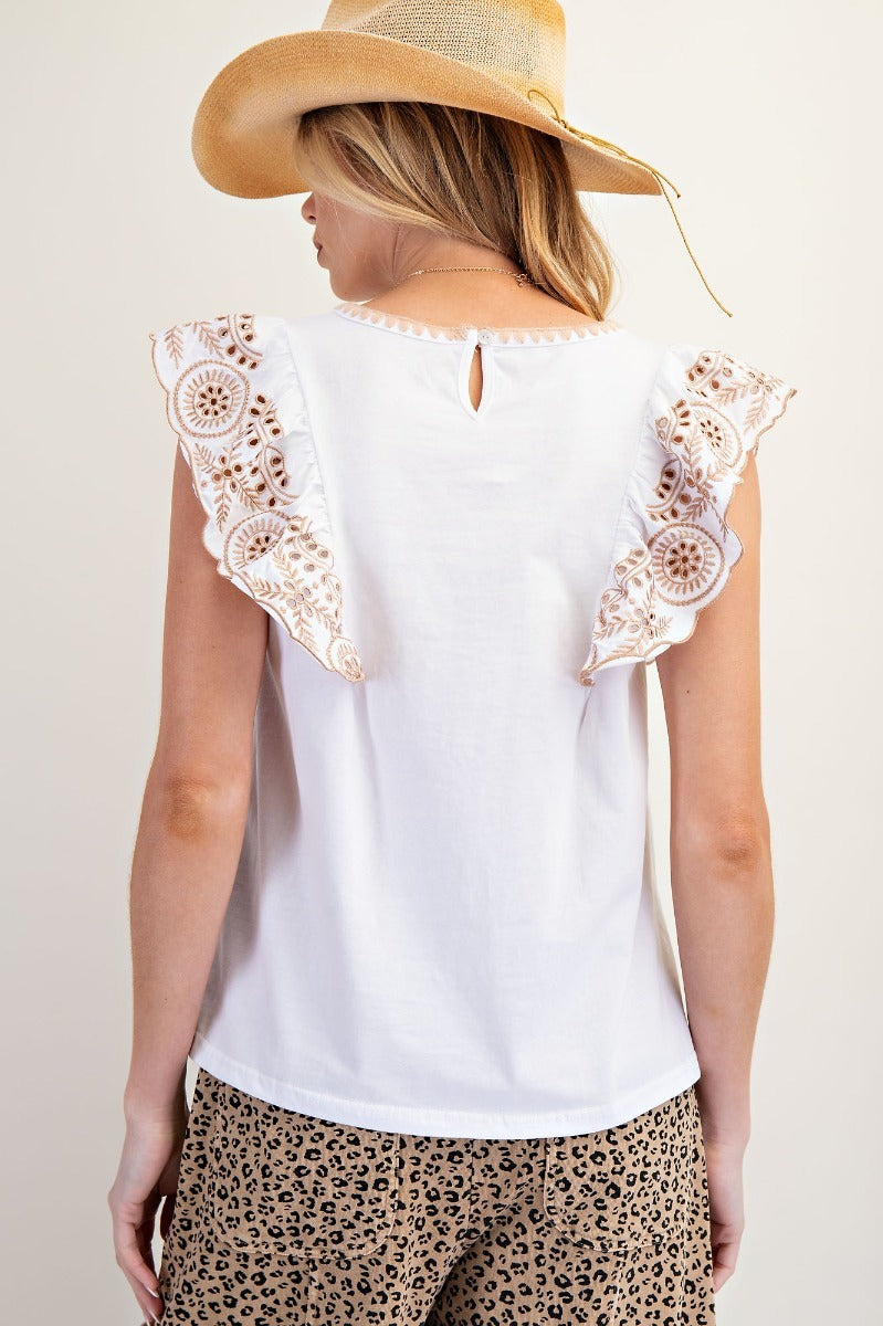 Short sleeve embo knit top