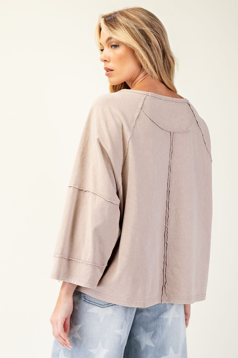 Mineral washed cotton jersey boxy top