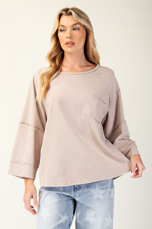 Mineral washed cotton jersey boxy top