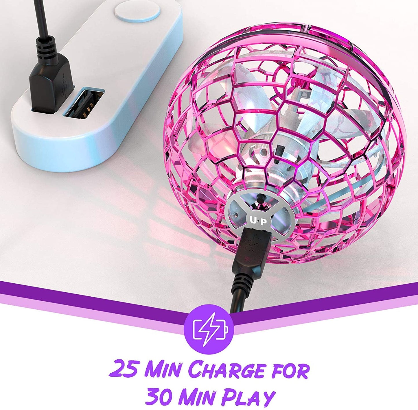 Flynova Pro spinning flying toy drone with LED lights, enclosed blades, and gyroscopic action Gifts Ivy and Pearl Boutique