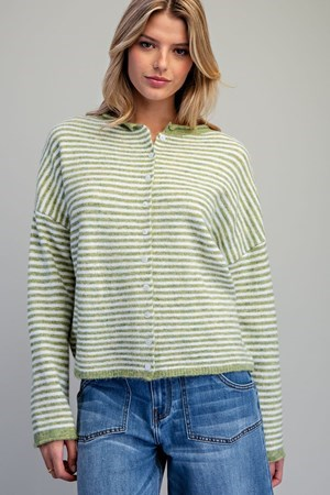 Striped button down cardigan