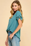 Solid top with knot detailed sleeves