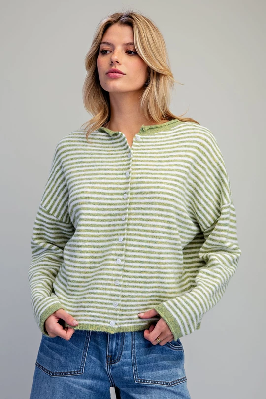 Striped button down cardigan