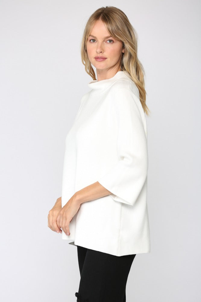 Mock neck pull over sweater with bell sleeves