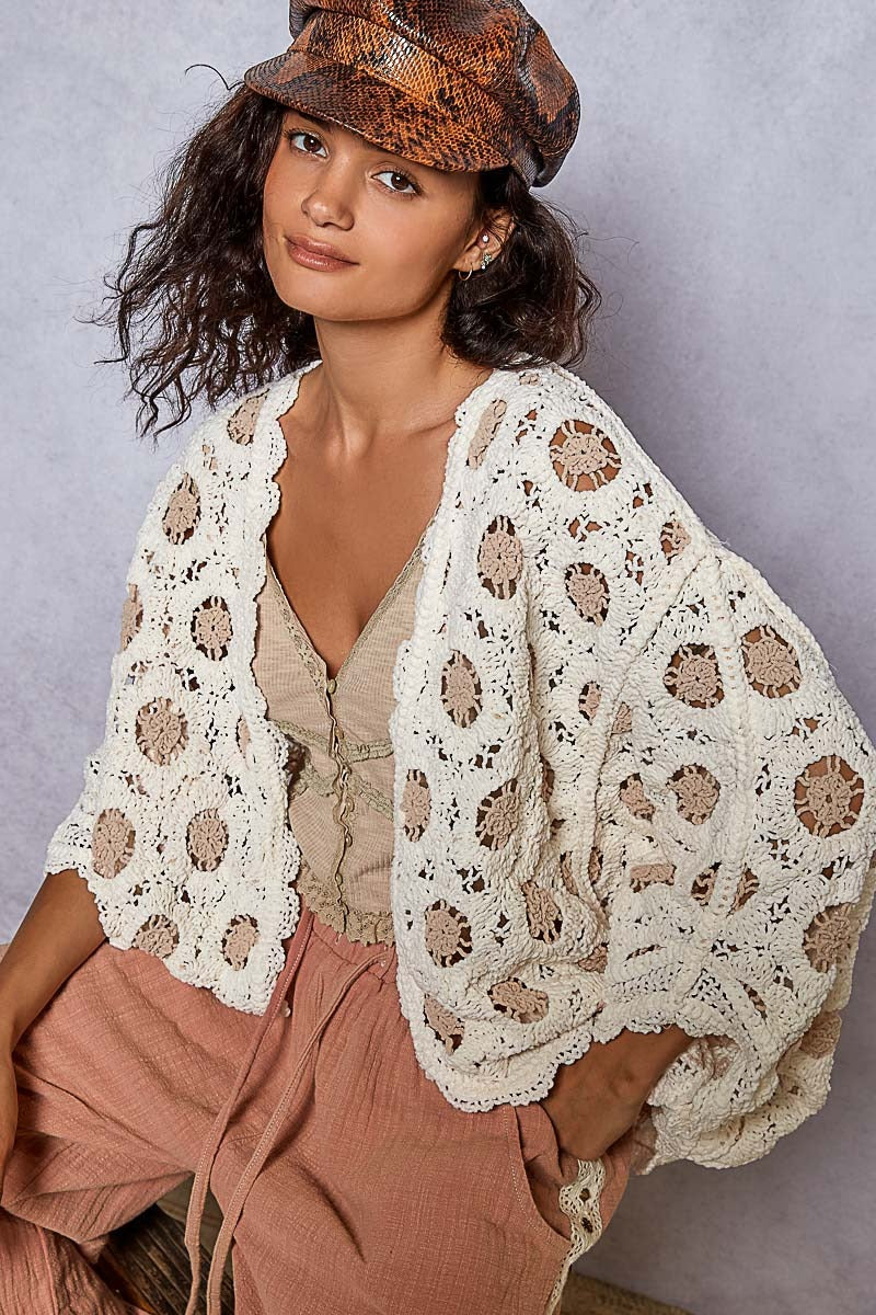 Long sleeve relaxed fit cardigan in chenille