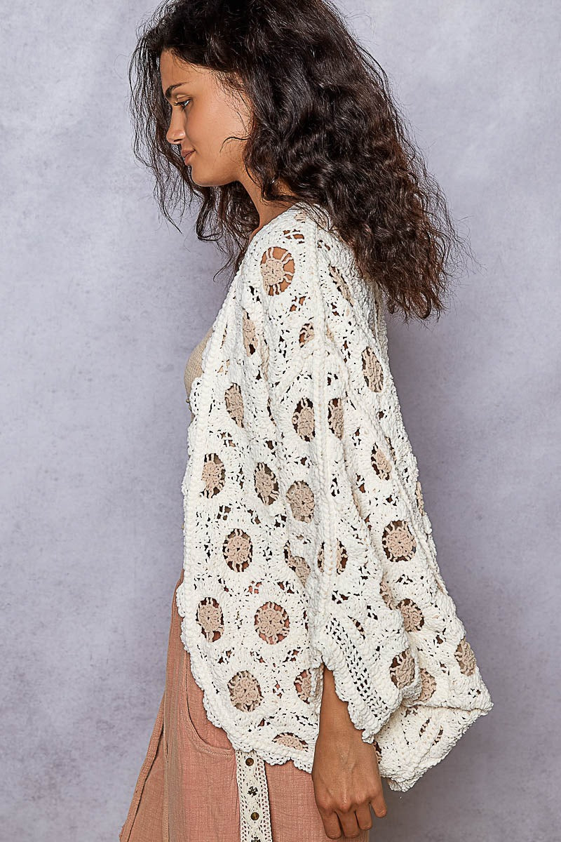 Long sleeve relaxed fit cardigan in chenille