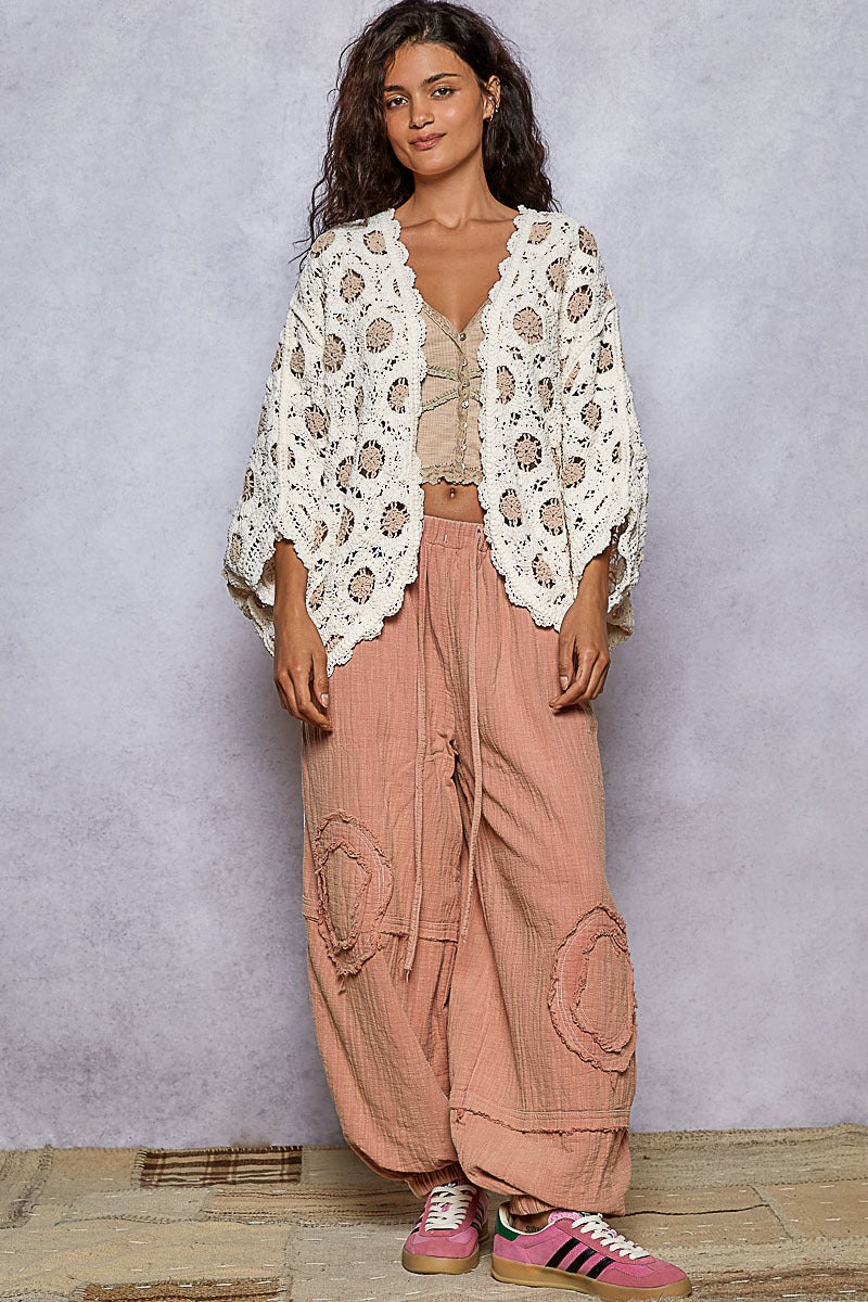 Long sleeve relaxed fit cardigan in chenille