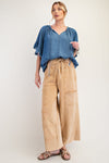 Mineral washed terry knit pants with cargo style pockets