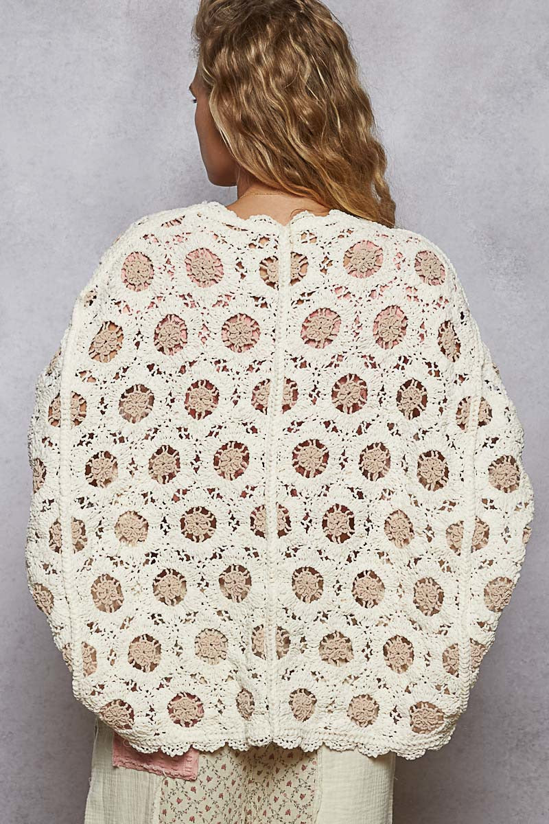 Long sleeve relaxed fit cardigan in chenille