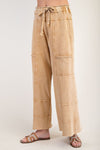 Mineral washed terry knit pants with cargo style pockets