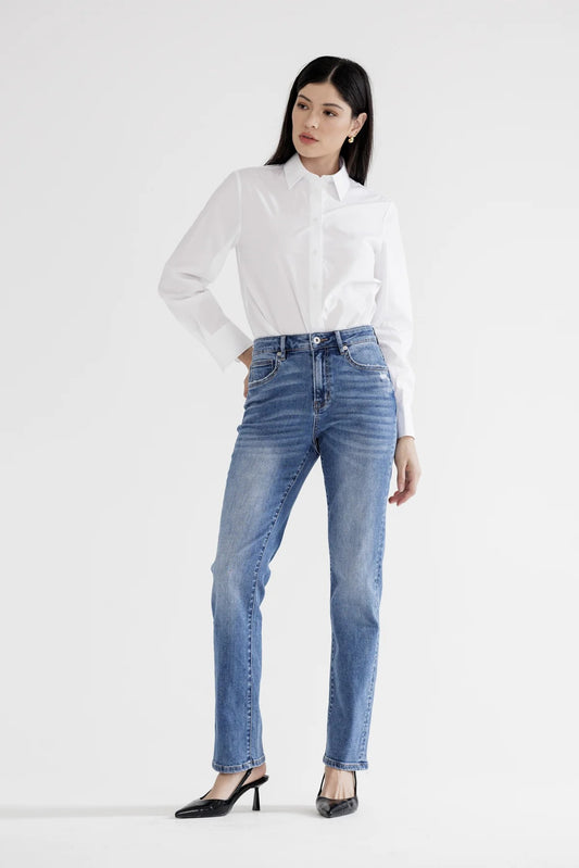 Mica Denim high rise slim straight leg tummy tuck jeans
