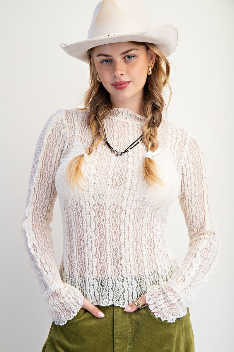 Lace fitted and slim silhouette top