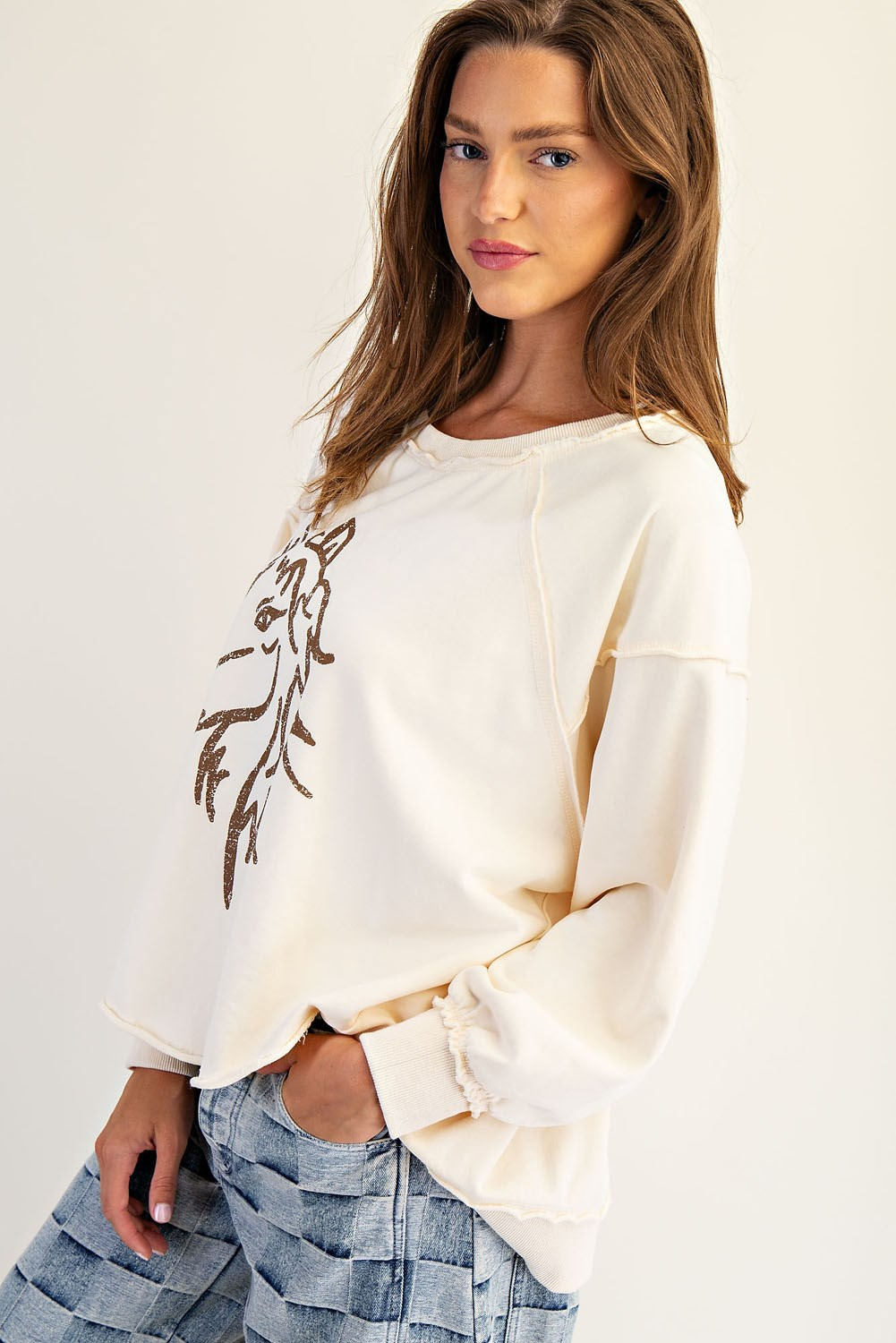 Horse graphic dropped shoulder sweatshirt