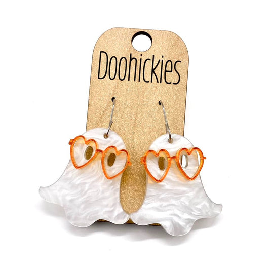 Doohickies 2-inch nerdy ghost acrylic dangle Halloween earring