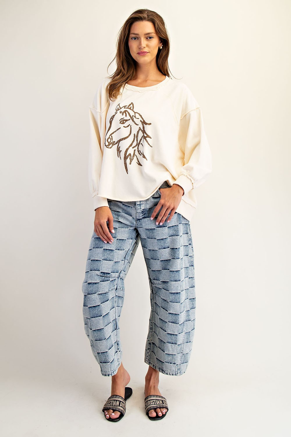 Horse graphic dropped shoulder sweatshirt