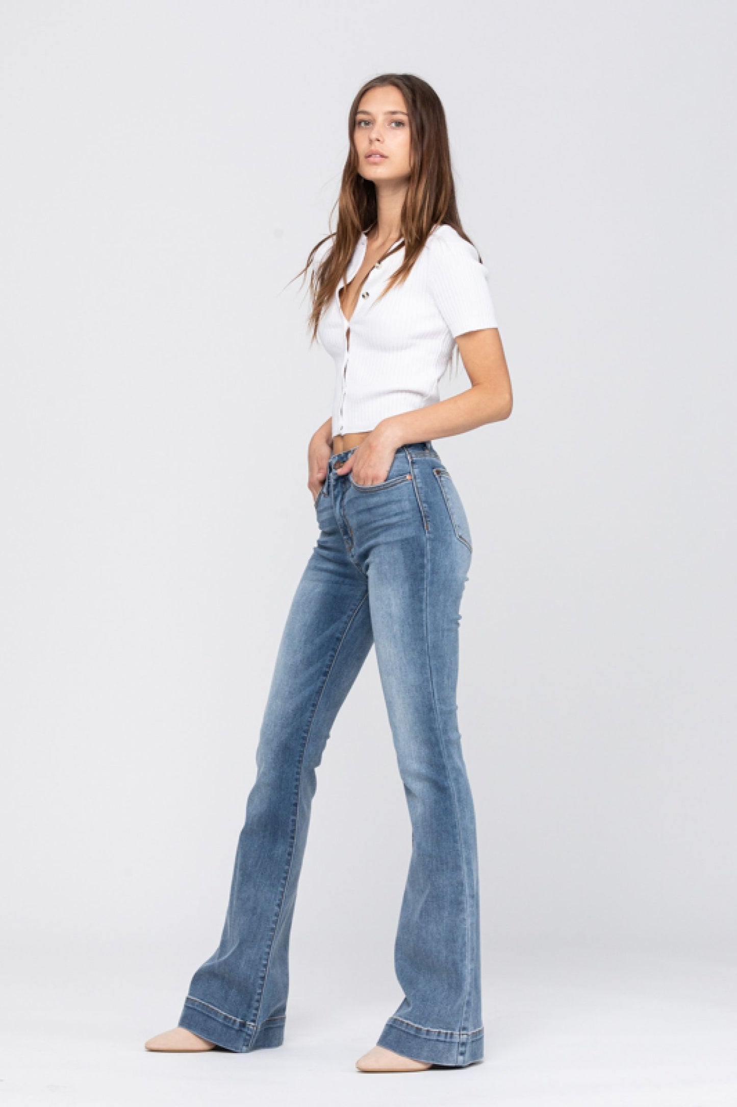 Judy Blue Mid-rise trouser flare jeans Jeans Judy Blue