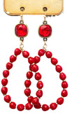 10mm bronze/red cushion cut connector on red bead teardrop earring  Ivy and Pearl Boutique