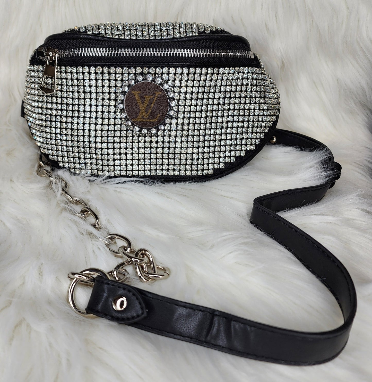 Repurposed LV Rhinestone belt bag purse Ivy and Pearl Boutique