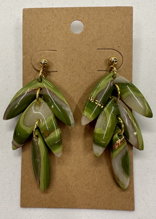 Marble leaves lightweight polymer clay earrings Earrings Lucia J Creations