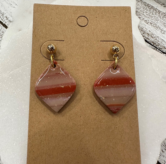 Marbled diamond lightweight polymer clay earrings Earrings Lucia J Creations