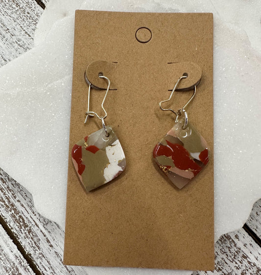 Marbled diamond lightweight polymer clay earrings (hooks) Earrings Lucia J Creations