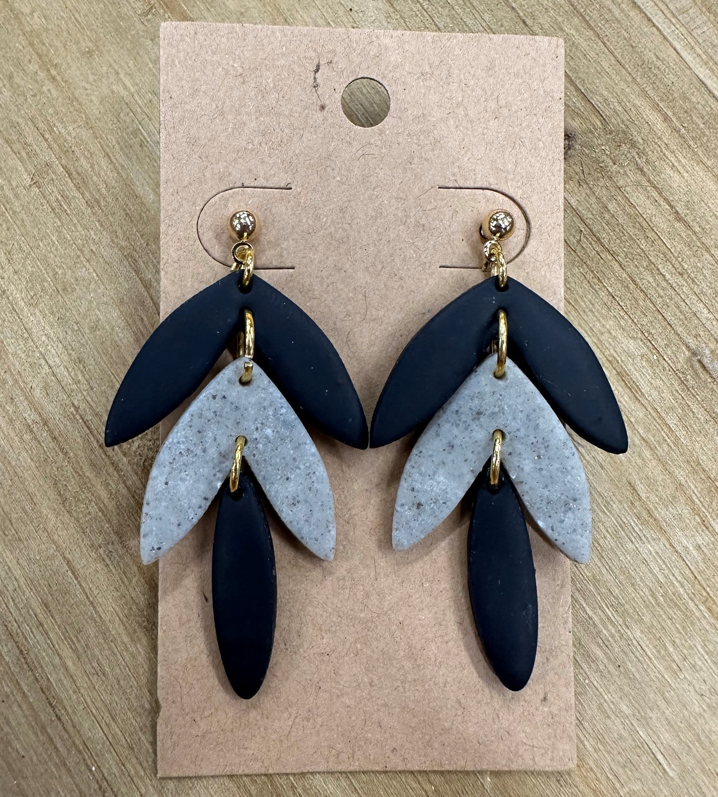 Leaves lightweight polymer clay earrings Earrings Lucia J Creations Blue/Gray