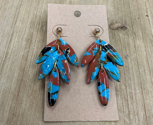 Marbled leaves lightweight polymer clay earrings Earrings Lucia J Creations