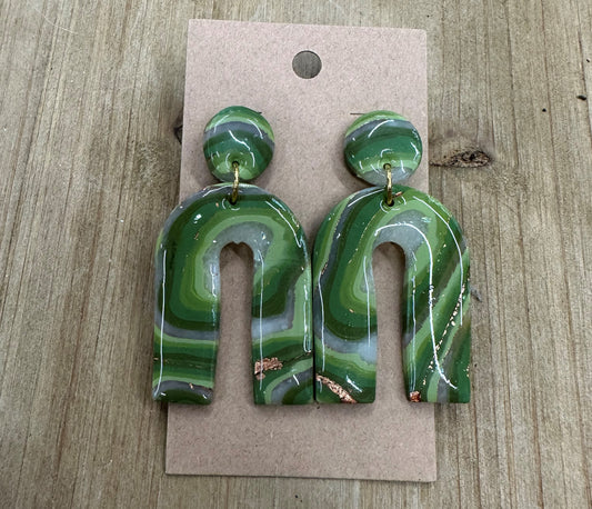 Marbled horseshoe lightweight polymer clay earrings Earrings Lucia J Creations