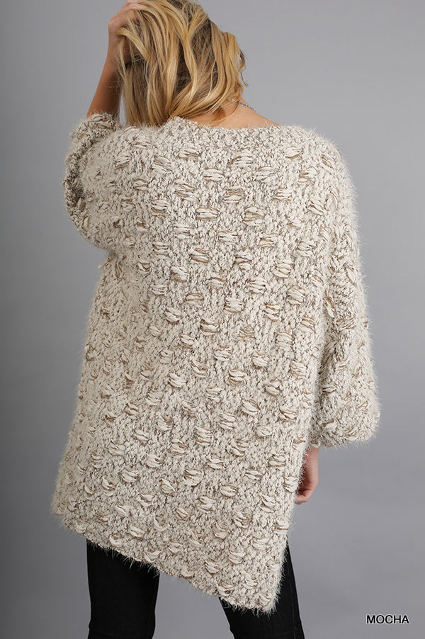 3/4 Sleeve Sweater with High Low Hemline Ivy and Pearl Boutique