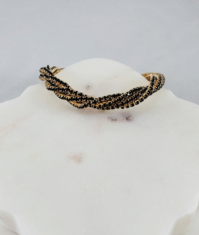 4-Chain Gold Block with Black Jewels Bracelet Ivy and Pearl Boutique