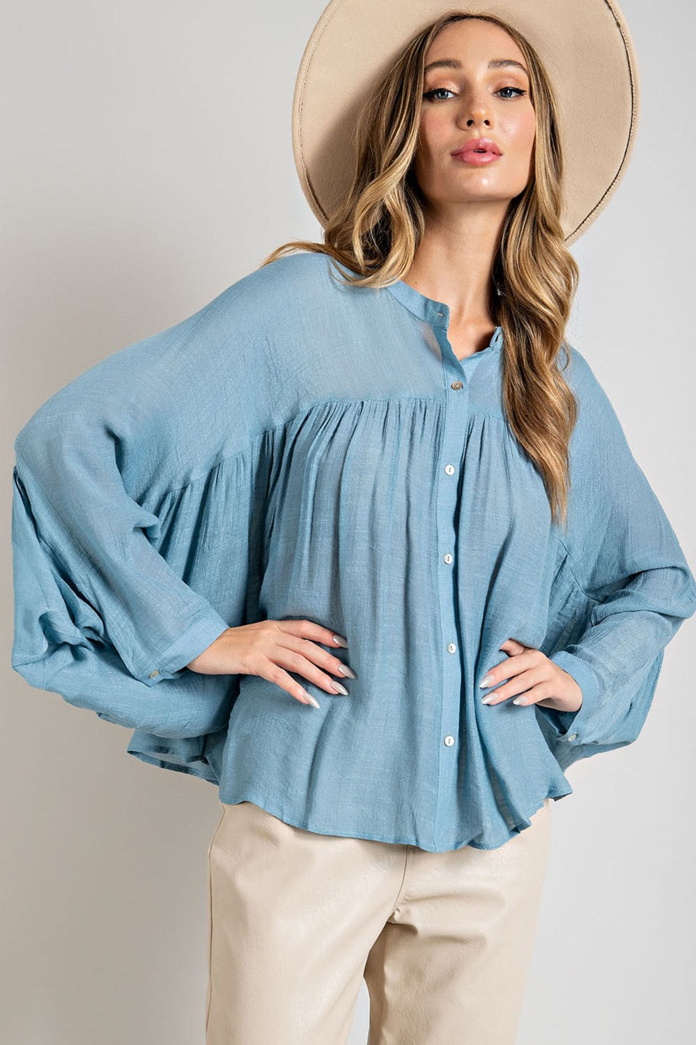 Button down top with long dolman sleeves Blouse EE:Some