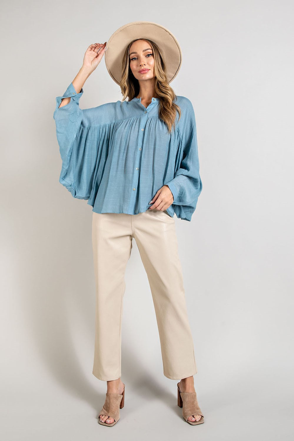 Button down top with long dolman sleeves Blouse EE:Some
