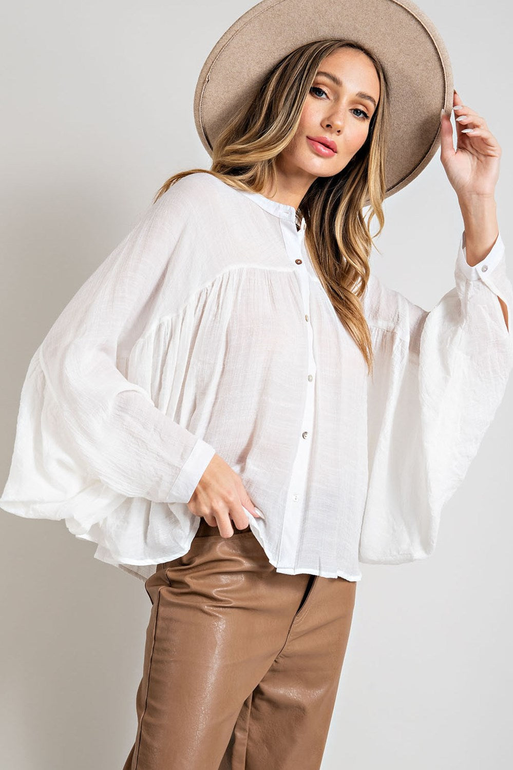 Button down top with long dolman sleeves Blouse EE:Some