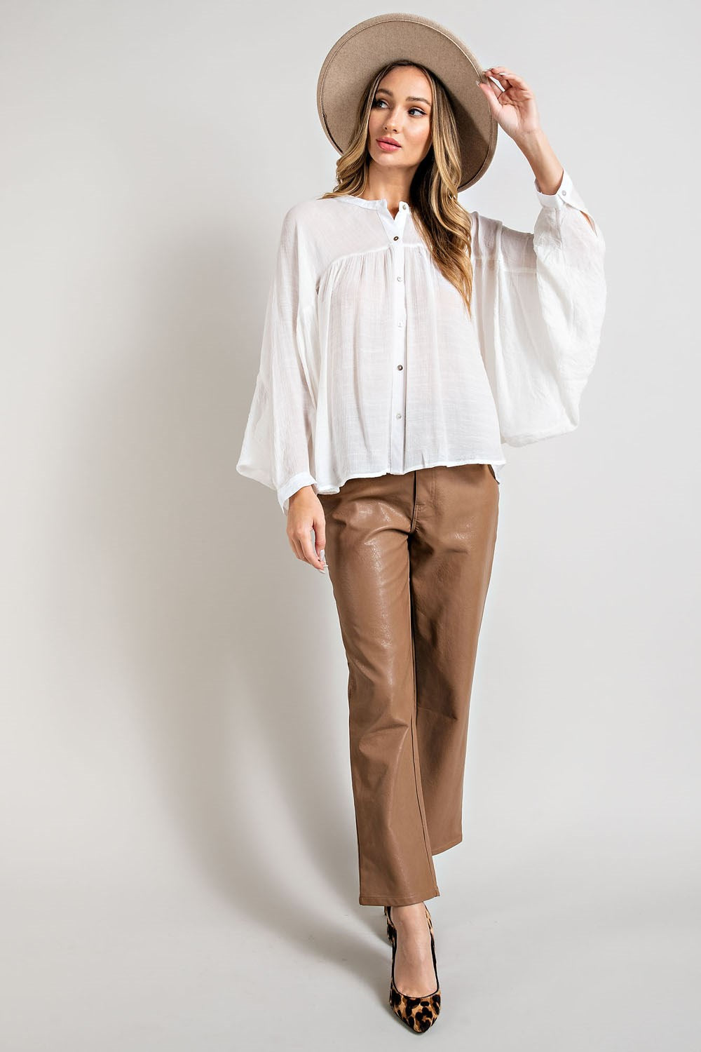 Button down top with long dolman sleeves Blouse EE:Some