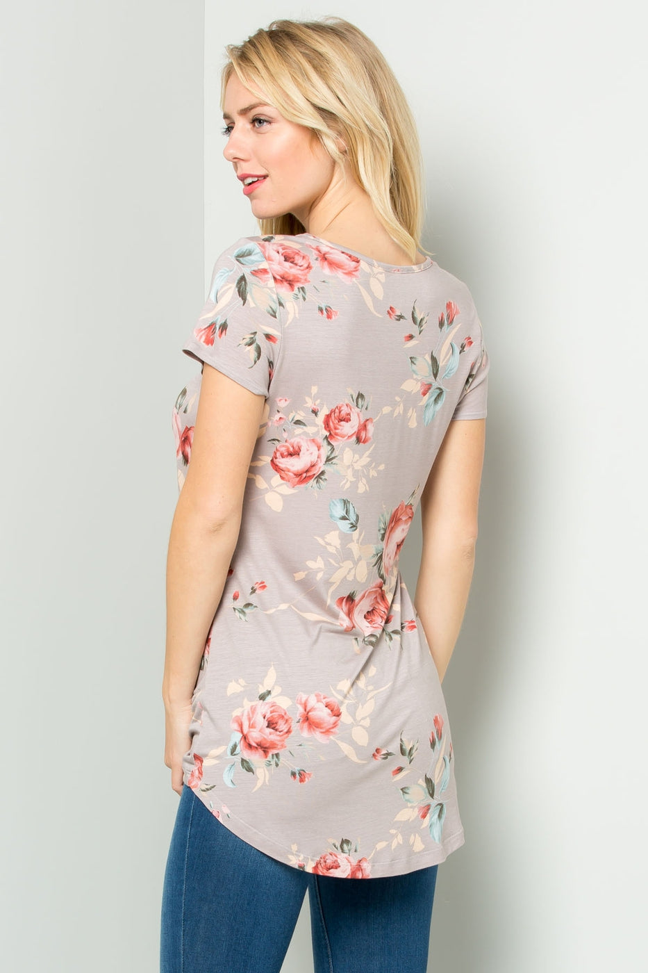 Floral side knot high-low hem top Ivy and Pearl Boutique