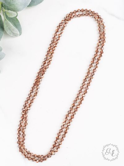 60-inch double-wrap beaded metallic rose gold necklace Ivy and Pearl Boutique