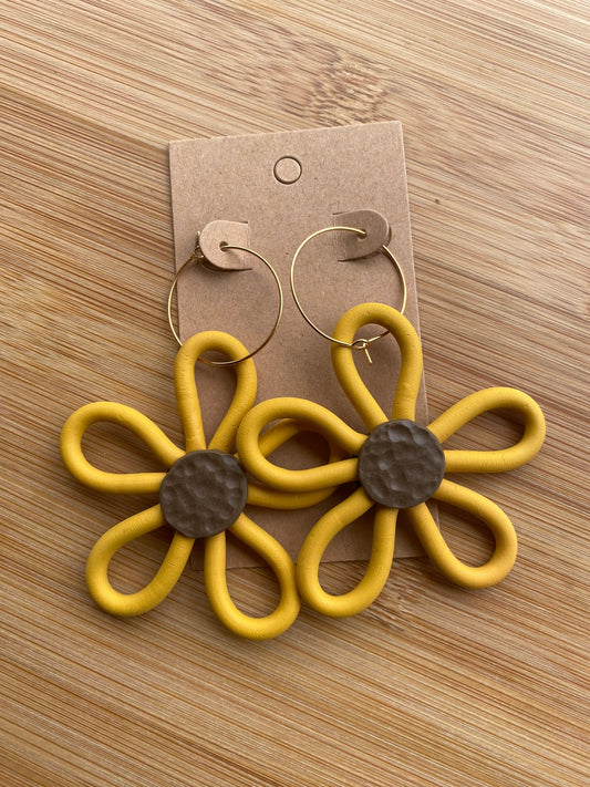 Yellow daisies lightweight polymer clay earrings Earrings Lucia J Creations