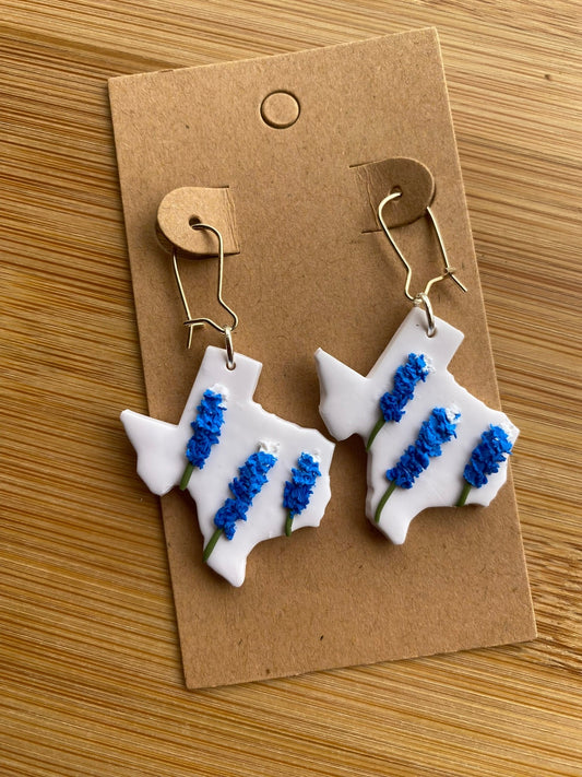 Texas state bluebonnets lightweight polymer clay earrings Earrings Lucia J Creations