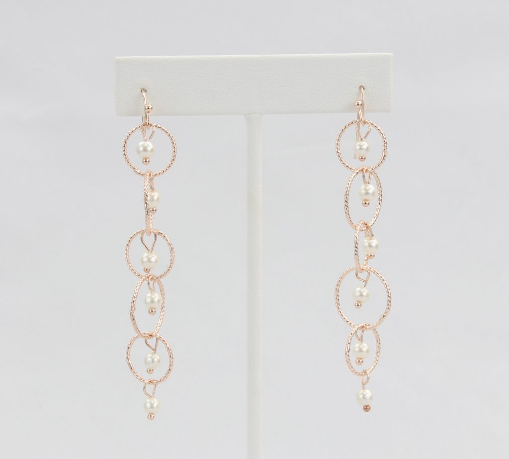 Rose gold linked hoop and pearl earrings Ivy and Pearl Boutique
