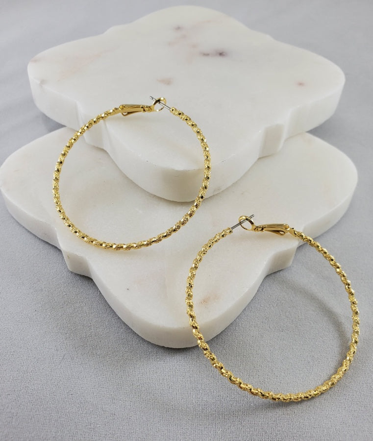 Andante Gold Dipped Large Loop Earrings Ivy and Pearl Boutique