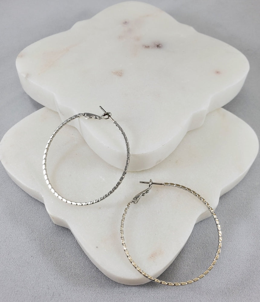 Andante White Gold Dipped Brass Loop Earring Ivy and Pearl Boutique
