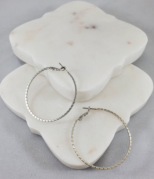 Andante White Gold Dipped Brass Loop Earring  Ivy and Pearl Boutique