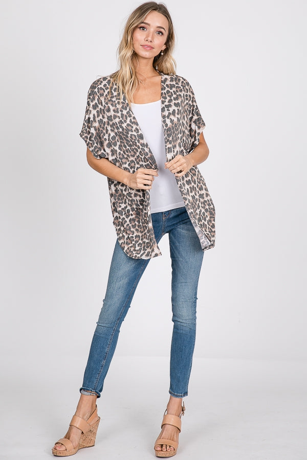 Animal print cardigan top with tie Ivy and Pearl Boutique