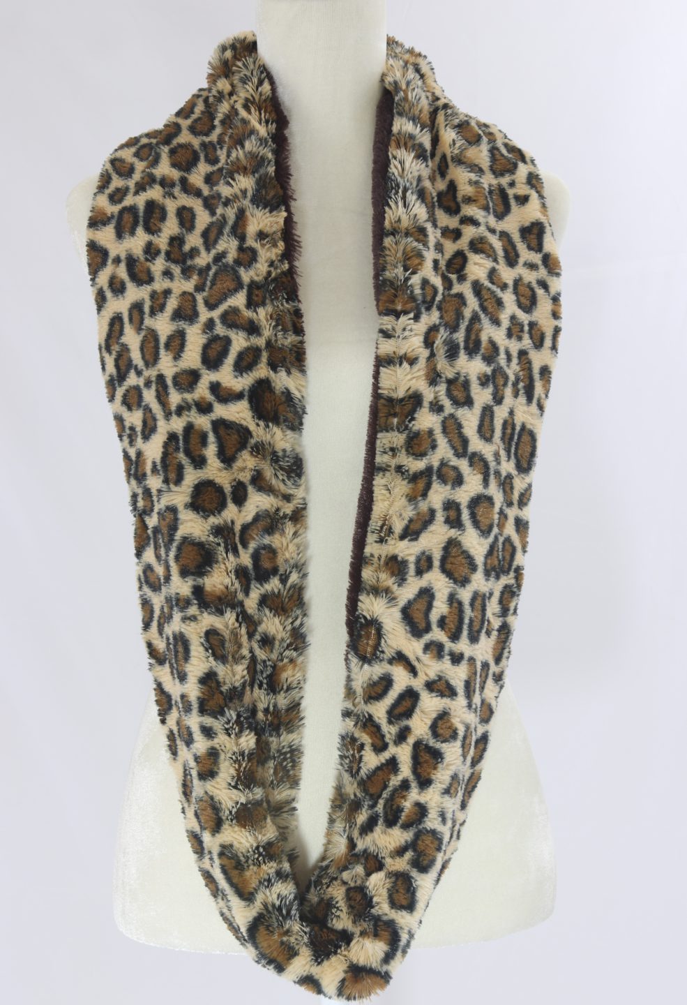 Animal print fur infinity scarf Ivy and Pearl Boutique