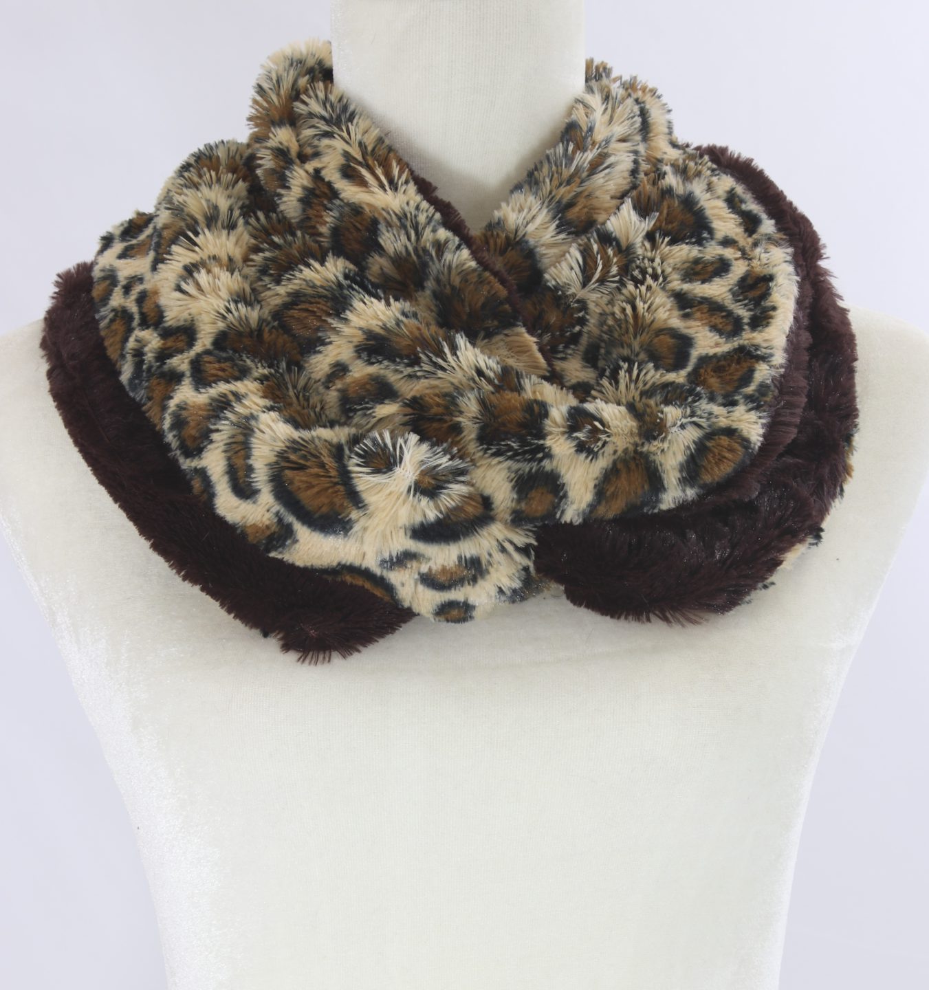 Animal print fur infinity scarf Ivy and Pearl Boutique