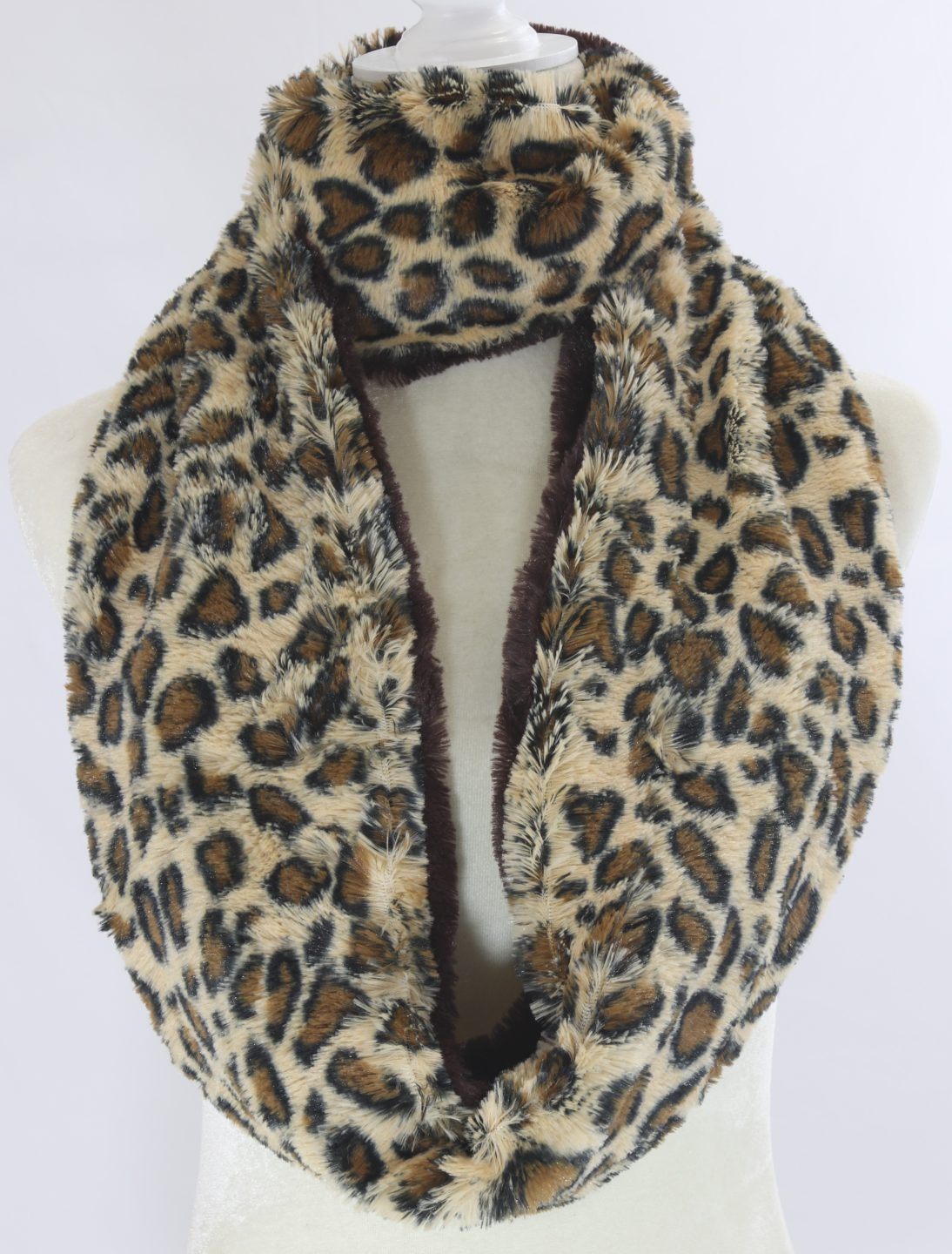 Animal print fur infinity scarf Ivy and Pearl Boutique