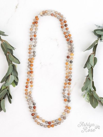 Back to the Basics All Natural Stone Bead Necklace Ivy and Pearl Boutique Orange Jasper