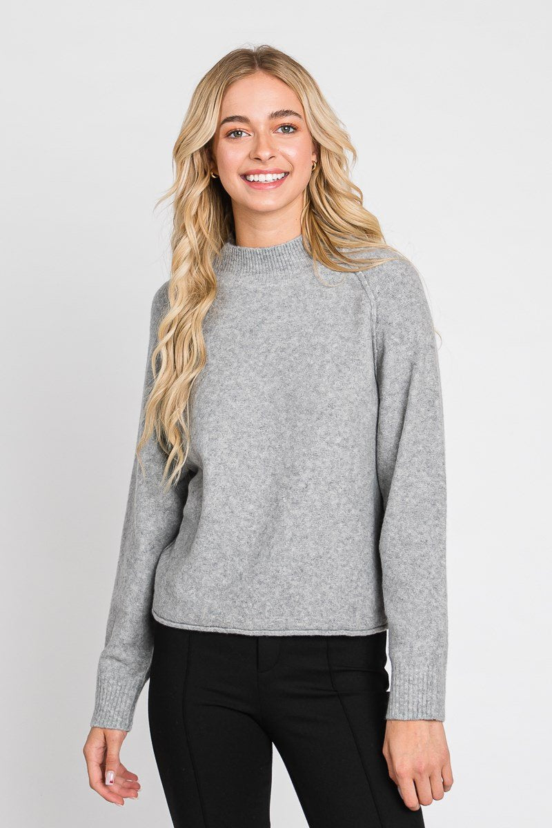 Be Cool Mock neck pullover sweater top Ivy and Pearl Boutique
